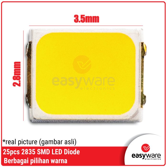 25 Pcs 2835 SMD LED Diode 0.2W 2V – White Warm White Orange - Image 3