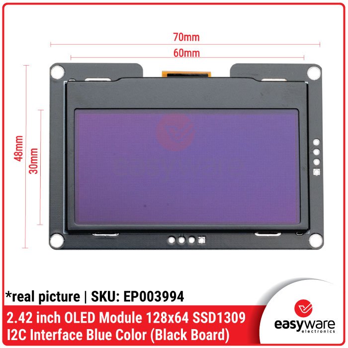 Modul OLED 2.42 Inch Display 128×64 SSD1309 I2C Blue Color (Black Board/Blue Board) Modul OLED 2.42″ Biru - Image 7