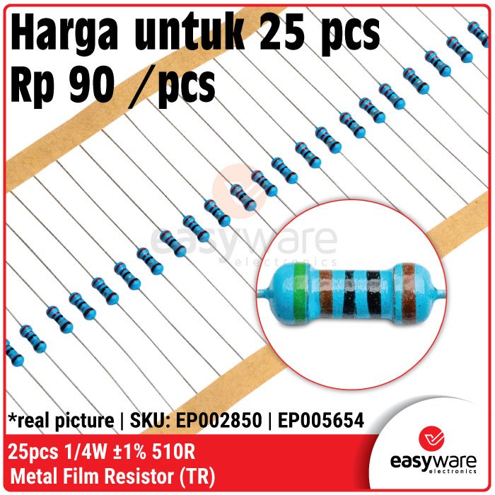 25x Metal Film Resistor 1/4W 1% 220R 270R 330R 390R 470R 510R 560R 680R 820R 1K - Image 6