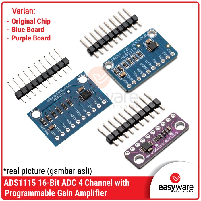 ADS1115 16 BIT I2C ADC 4 CHANNEL ANALOG TO DIGITAL MODULE ORIGINAL CHIP / BLUE / PURPLE BOARD
