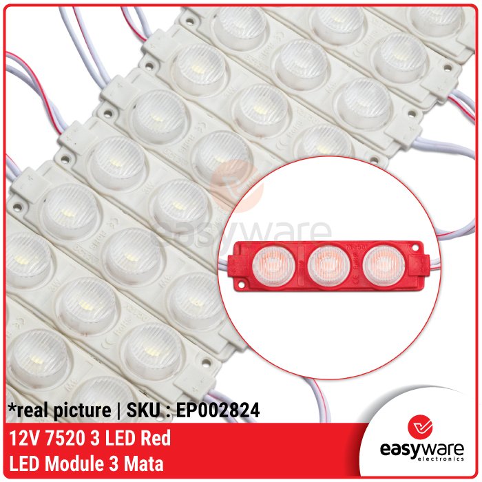 Modul LED 3 Mata 7520 – Lampu LED 12V dan 24V Warna Merah, Hijau, Biru, Kuning, Putih - Image 6