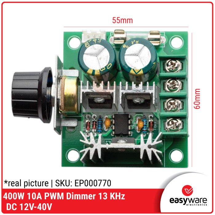 Modul Pengontrol Kecepatan Motor DC 400W – PWM Dimmer 10A 12V-40V Frekuensi 13 KHz - Image 2