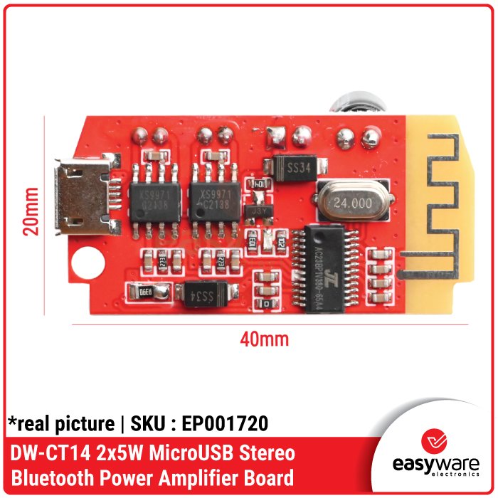 DW-CT14 Bluetooth Power Amplifier Board – Modul Stereo 2x5W Input MicroUSB untuk Speaker DIY - Image 2