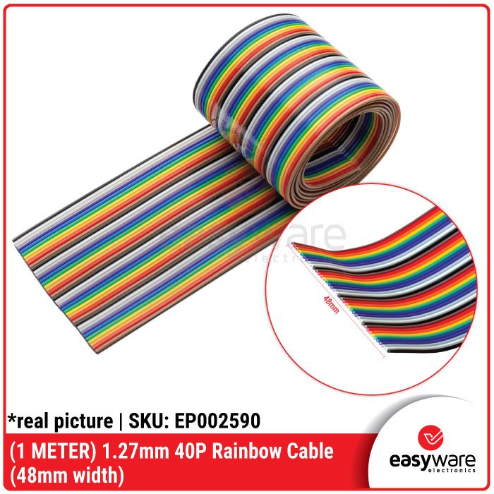Rainbow Cable 1.27mm 40P Pelangi (1 Meter) – Kabel Flat IDC 48mm & 50.8mm - Image 2