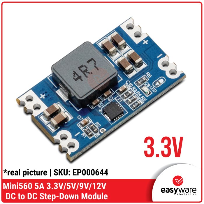 MINI560 DC-DC Step Down Module 5A – Buck Converter Output 3.3V, 5V, 9V, 12V Fixed - Image 4