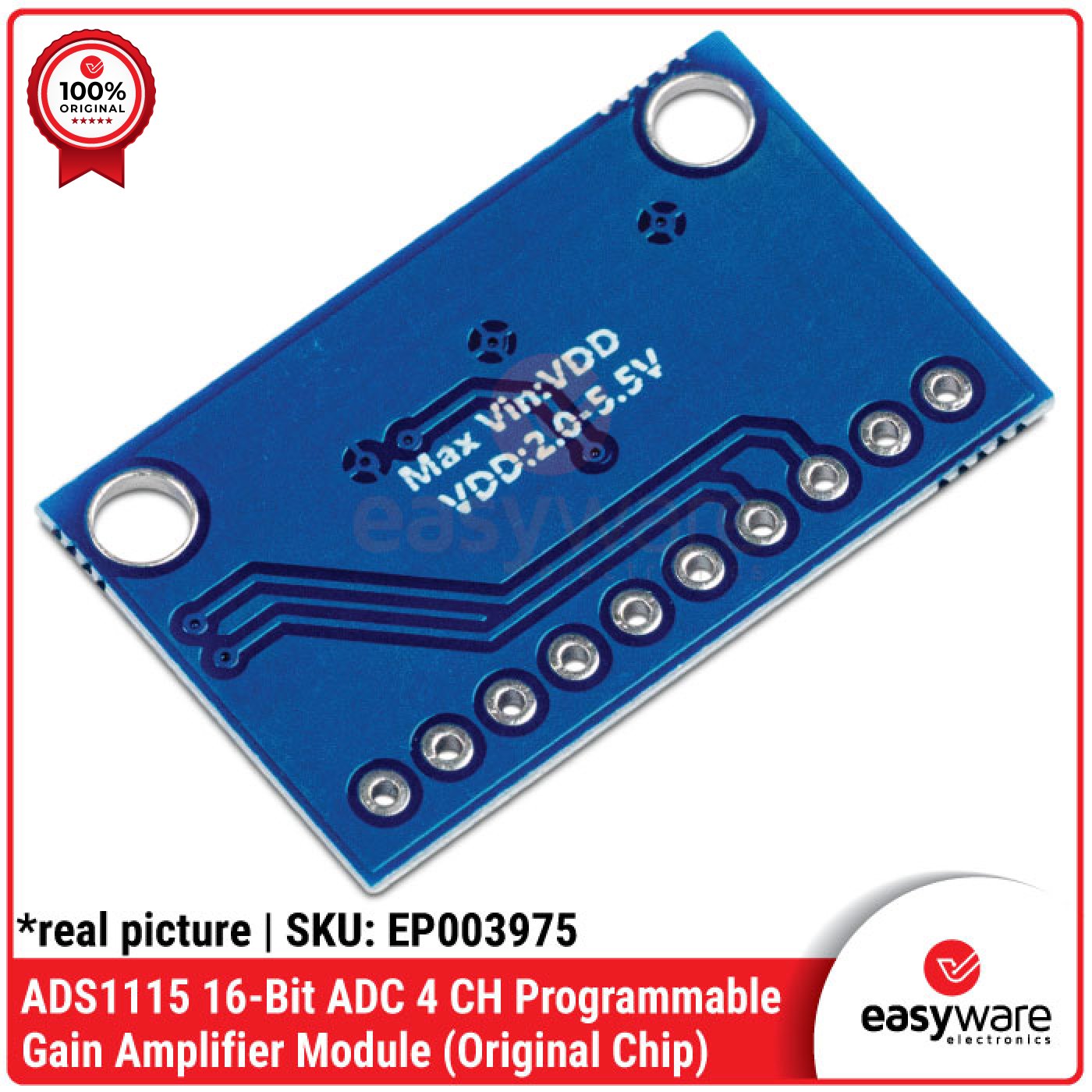 ADS1115 16 BIT I2C ADC 4 CHANNEL ANALOG TO DIGITAL MODULE ORIGINAL CHIP / BLUE / PURPLE BOARD - Image 3