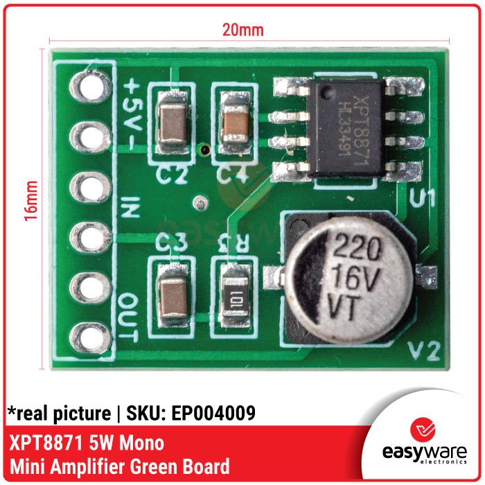 XPT8871 5W Mono Mini Audio Amplifier Board Class AB Green PCB Speaker Amplifier Module - Image 2