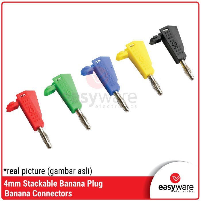 4mm Stackable Banana Male Plug Nickel Plated Speaker Connector Test Probe Binding Post Red Green Blue Yellow White Black Merah Hijau Biru P3002 - Image 5