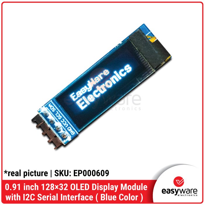 0.91 inch 128×32 OLED Display Module with I2C Serial Interface Blue / White / Yellow Color - Image 4