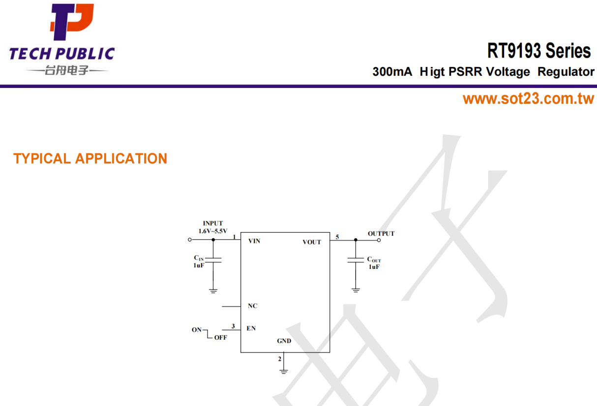 IC RT9193-33GB LDO Regulator 3.3V SOT-23-5 TECH PUBLIC Low Dropout IC Voltage Regulator - Image 3