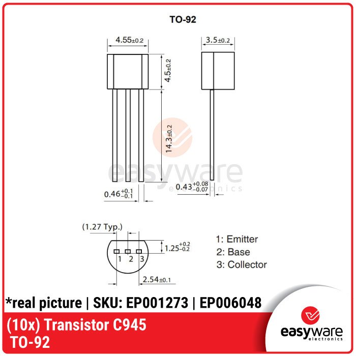 10x C945 Transistor NPN TO-92 50V 150mA General Purpose Amplifier - Image 2