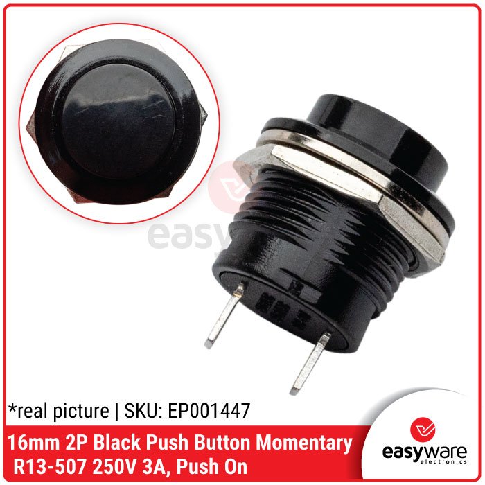 Push Button R13-507 16mm Round Saklar Tombol R13-507 2 Pin AC 250V 3A – Merah Hijau Biru Kuning Hitam Putih - Image 8