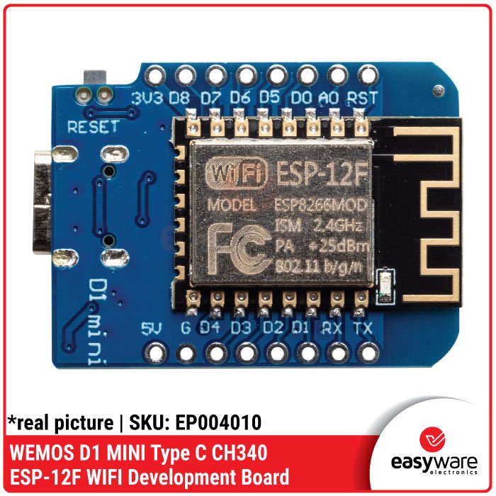 WEMOS D1 MINI ESP8266 ESP-12F WiFi Board – Micro USB / Type C CH340 / FT232 - Image 4