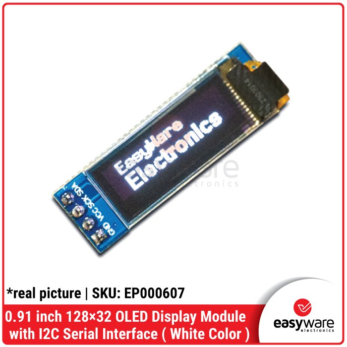 0.91 inch 128×32 OLED Display Module with I2C Serial Interface Blue / White / Yellow Color - Image 3