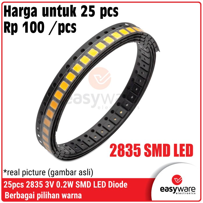 25 Pcs 2835 SMD LED Diode 0.2W 2V – White Warm White Orange