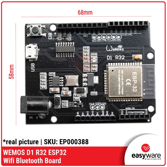 Modul ESP32 WEMOS D1 R32 – Board WiFi Bluetooth Dual Core Kompatibel Shield UNO - Image 2