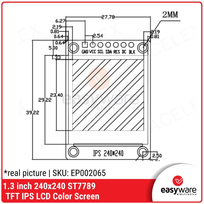 1.3 inch 240×240 ST7789 TFT IPS LCD Color Screen dengan Antarmuka SPI - Image 4