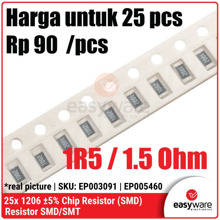 25pcs Resistor 1206 5% 0R 1R 1R5 1R8 2R4 2R7 3R3 5R6 8R2 15R 22R Chip Resistor SMD 1206 5% 1.5 Ohm 22 Ohm - Image 11