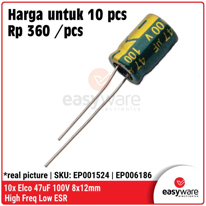 10x Elco High Frequency Low ESR Elco 22uf 33uF 47uF/50V 47uF/63V 47uF/100V 100uF/35V Elektrolit Kapasitor - Image 3