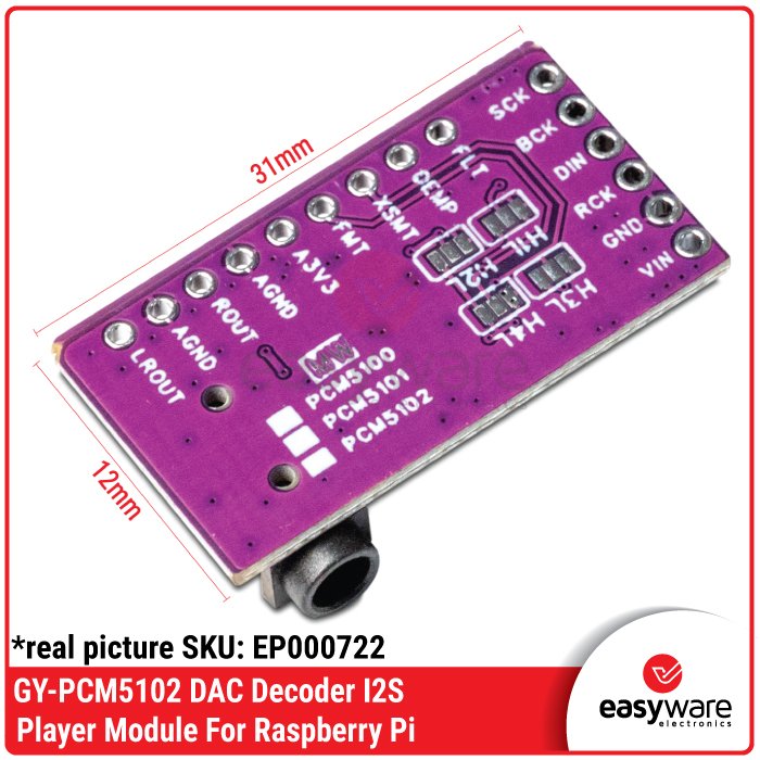 GY-PCM5102 DAC Decoder I2S Player Module PCM5102A Audio for Raspberry Pi ESP32 Arduino - Image 3