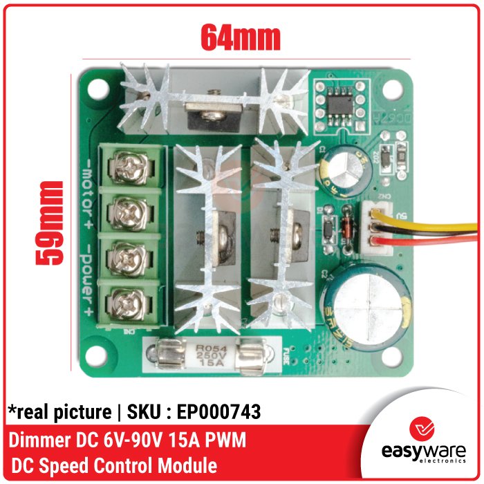 Dimmer DC 6V-90V 15A PWM Speed Controller – Pengatur Kecepatan Motor - Image 2