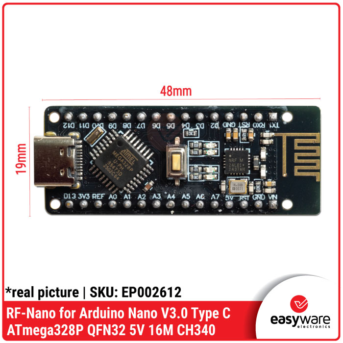 RF-Nano for Arduino Nano V3.0 Type-C CH340 NRF24L01+ 2.4G Wireless - Gambar 3