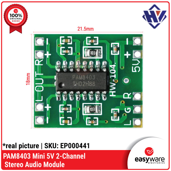 PAM8403 Mini 5V 2-Channel Stereo Audio Module – Amplifier Portabel 3W x 2 - Gambar 2