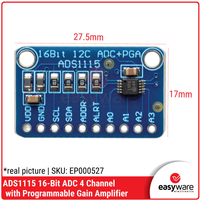 ADS1115 16 BIT I2C ADC 4 CHANNEL ANALOG TO DIGITAL MODULE ORIGINAL CHIP / BLUE / PURPLE BOARD - Gambar 7