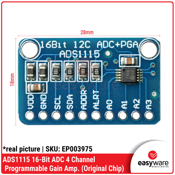 ADS1115 16 BIT I2C ADC 4 CHANNEL ANALOG TO DIGITAL MODULE ORIGINAL CHIP / BLUE / PURPLE BOARD - Gambar 3