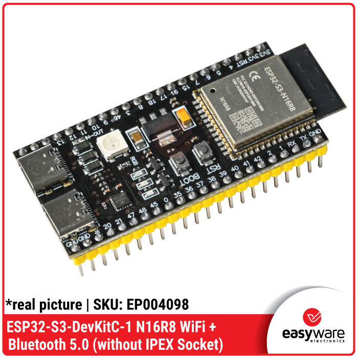 ESP32-S3-DevKitC-1 N16R8 – Board Development WiFi 6 & Bluetooth 5.0 Dual Core 16MB Flash 8MB PSRAM With IPEX Socket - Gambar 2