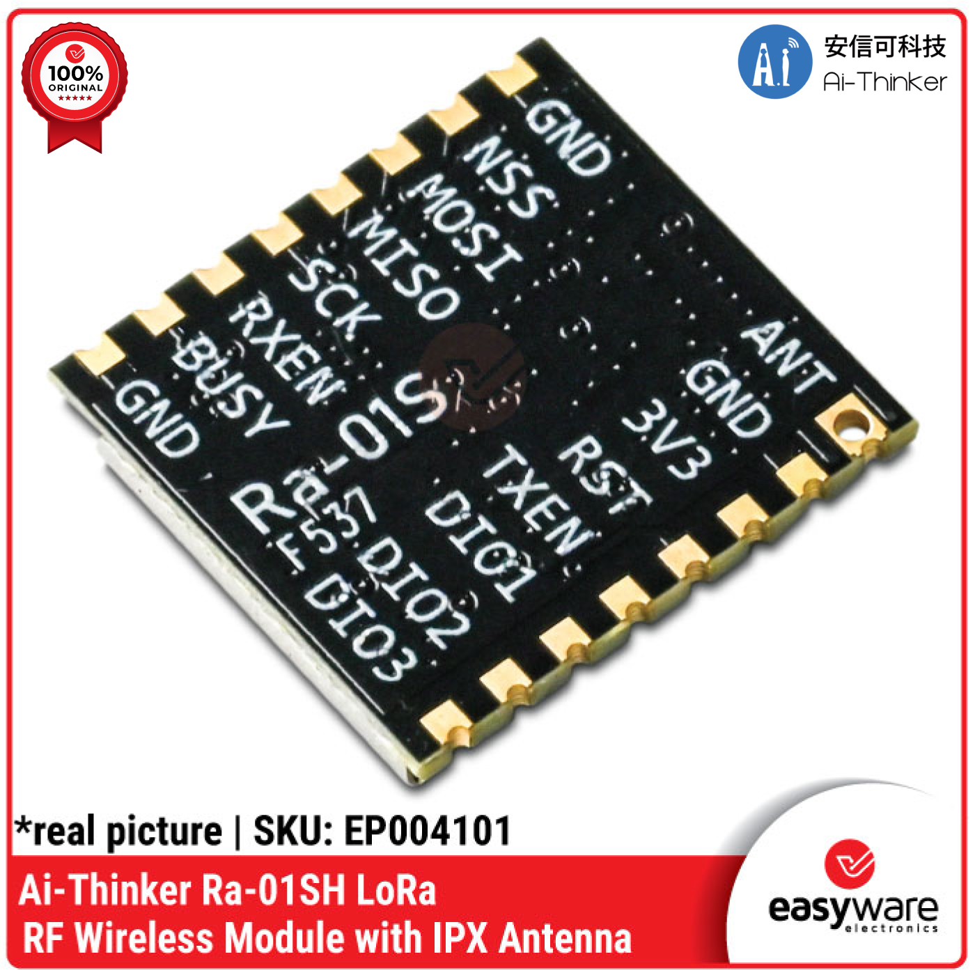 Modul Ra-01SH LoRa RF Wireless 803-930MHz SX1262 IPX Antenna AI-Thinker - Gambar 2