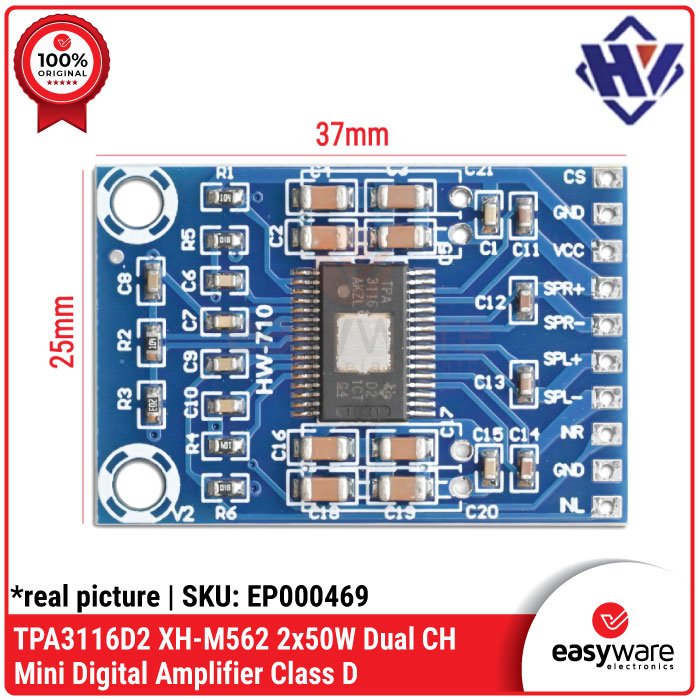 Module XH-M562 TPA3116D2 Dual Channel Digital Amplifier 2x50W – Class D - Image 2