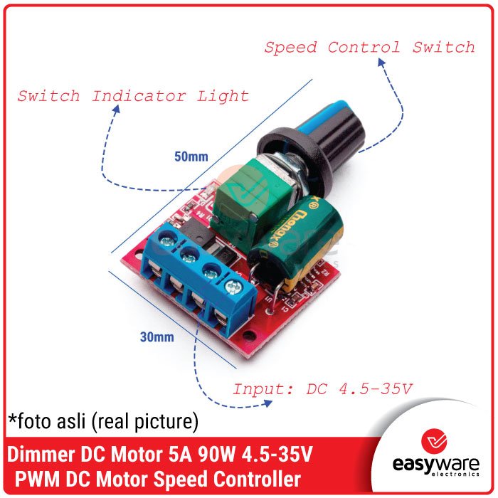 PWM Dimmer Mini Speed Controller 5A – Smart DC LED Power Regulator 4.5–35V 90W - Image 4