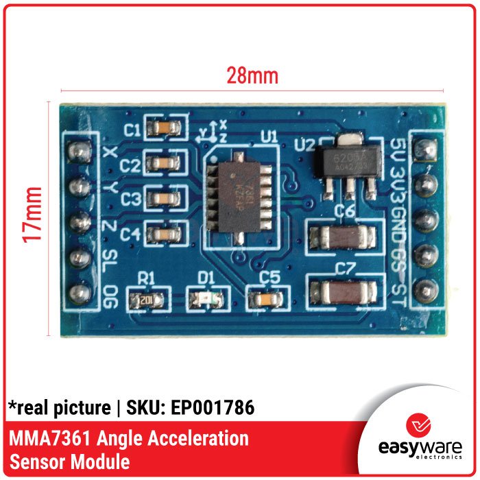 MMA7361 Angle Acceleration Sensor Module – Akselerometer 3-Axis Analog dengan Sensitivitas Atur - Image 2