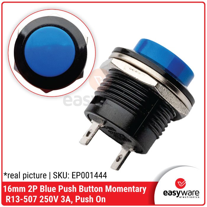 Push Button R13-507 16mm Round Saklar Tombol R13-507 2 Pin AC 250V 3A – Merah Hijau Biru Kuning Hitam Putih - Image 5