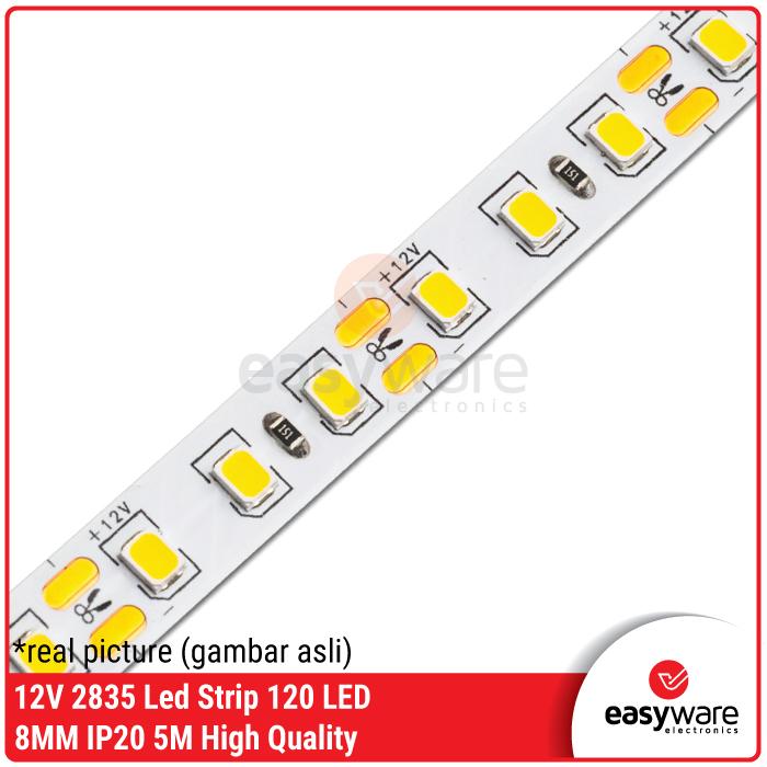 LED Strip 2835 12V 120 LED 8mm IP20 5M Cool White Neutral White Warm White White 12V 2835 Strip LED Roll isi 5 meter High Quality - Gambar 2