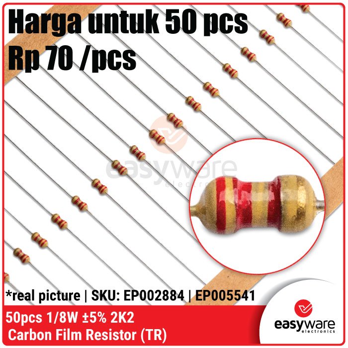 50x Carbon Film Resistor 1/8W 5% 2R2 10R 56R 100R 180R 330R 1K 1K2 2K2 4K7 - Image 3