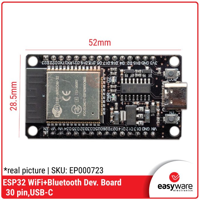ESP32 ESP-32S 30P WiFi + Bluetooth Dual – CH340C CH9102x CP210x CP2102 Micro USB / Type C USB-C Developement Board - Image 12
