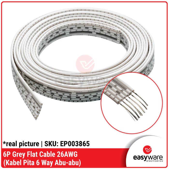 Kabel Pita 6 Pin 6P 6 Line Way AWG 26 Ribbon Flat Satu Meter Kabel Serabut 6P 6 Pin Abu / Pink - Image 7
