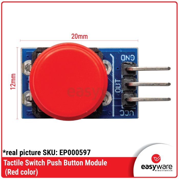 Modul Tactile Switch Push Button 12x12mm 3-Pin PCB – Red Green Blue Yellow Black - Image 2
