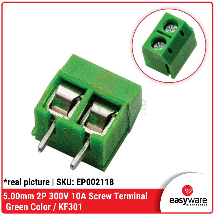 5.00mm Screw Terminal Block KF301 2P Terminal Blok 300V 10A 2 Pin Blue Green Terminal Biru KF301 5.08mm - Image 2