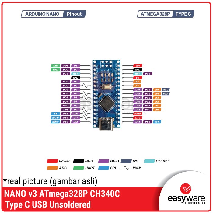 Arduino Nano V3 ATmega168 ATmega168P / ATmega328 ATmega328P ATmega328PB CH340 Mini USB Micro USB Type-C Compatible Arduino Development Board - Image 14
