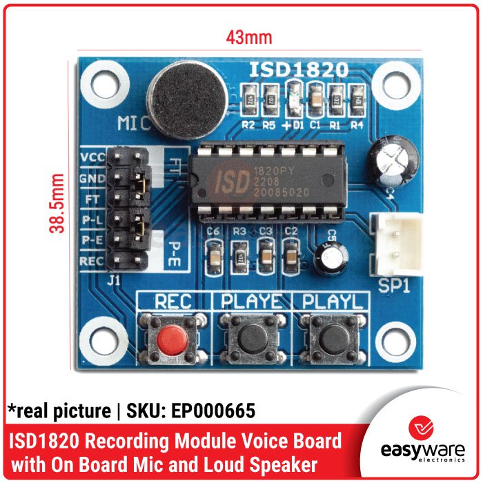 ISD1820 Voice Recording Module + Loud Speaker – Perekam Suara & Playback - Image 2