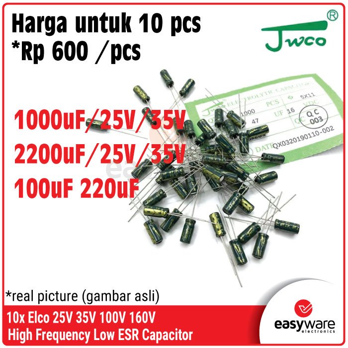 3Pcs Elco High Frequency 100V 35V 25V Low ESR 100uF 1000uF 2200uF – Kapasitor Elektrolit Berbagai Varian