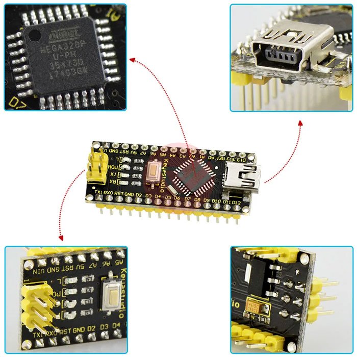 Keyestudio NANO CH340 Board Mini USB like Arduino Nano V3 CH340 - Image 3