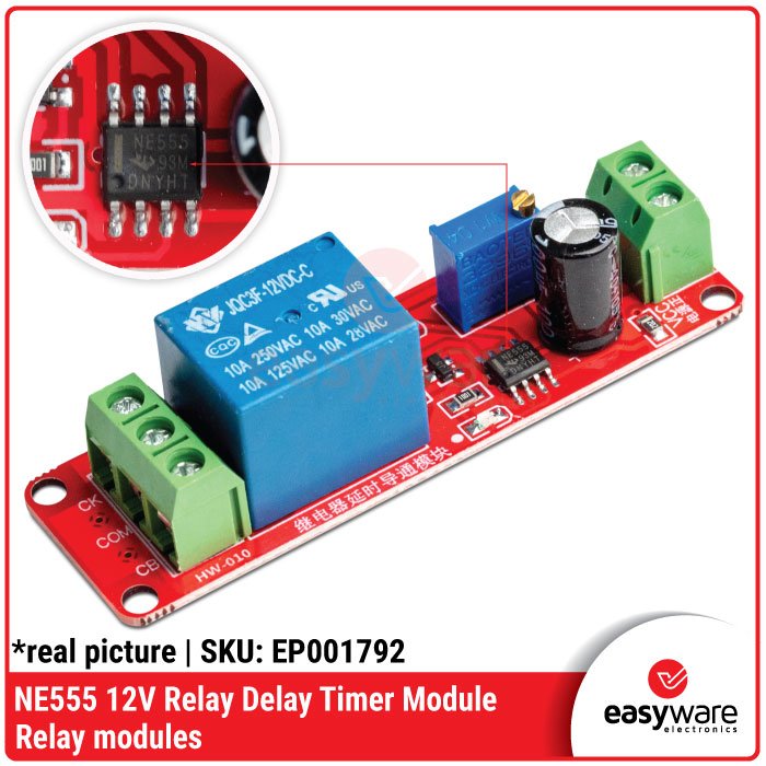 NE555 12V Relay Delay Timer Module – Modul Sakelar Tunda Waktu dapat Diatur