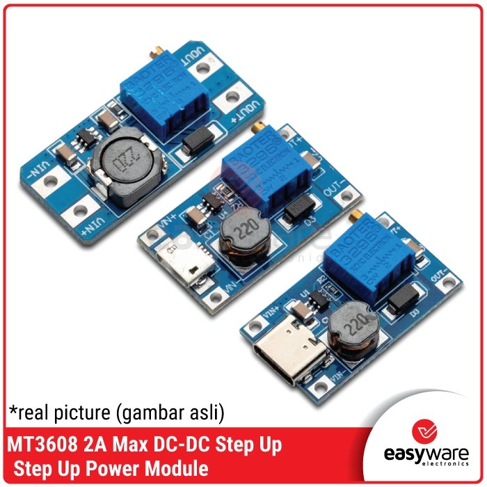 Modul Step Up Penaik Tegangan MT3608 – Output 5V-28V, Pilihan USB Type-C & MicroUSB