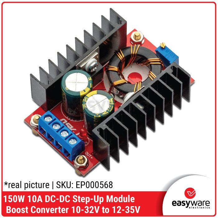 150W 10A DC-DC Step-Up Boost Converter – Modul Penaik Tegangan High Power