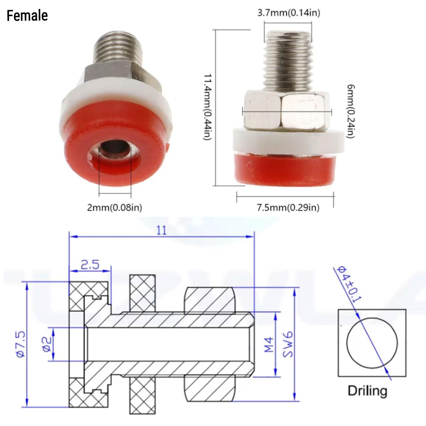 2mm Jack Banana Plug Gold Plating Socket Banana 2 mm Socket Binding Post Banana Jek Banana Male Female - Image 3