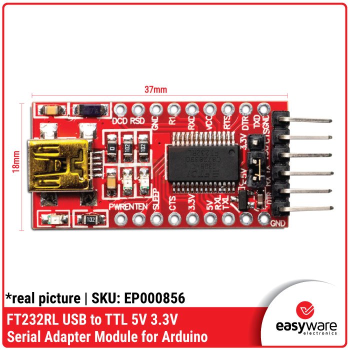 Modul FT232RL FTDI USB to TTL Serial Adapter – Converter 3.3V 5V Pilihan Mini USB / Type-C - Image 3